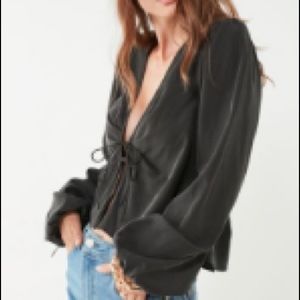 Urban Outfitters Brand black tie-front top